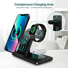 Load image into Gallery viewer, 3 in 1 Wireless Charger Stand Pad For iPhone 15 14 13 12 X Max Foldable Fast Charging Station Dock For IWatch 8 7 SE AirPods Pro
