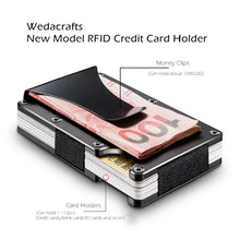 Load image into Gallery viewer, New Minimalist Slim Aluminum Wallet With Elasticity Back Pouch ID Credit Card Holder Mini RFID Wallet Antitheft Brush Card Case