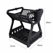 Load image into Gallery viewer, Dish Drying Rack Kitchen Storage Double Layer Shelf Knife Fork Container Holder Cutting Board Stand