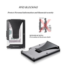 Load image into Gallery viewer, New Minimalist Slim Aluminum Wallet With Elasticity Back Pouch ID Credit Card Holder Mini RFID Wallet Antitheft Brush Card Case