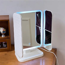 Cargar imagen en el visor de la galería, Espejo de maquillaje triple, luces LED, espejo de tocador para dormitorio, belleza Ilumina tu luz de relleno con un espejo de maquillaje complementario inteligente