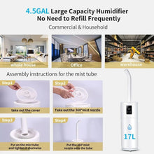 Load image into Gallery viewer, For Large Room Wholehouse Humidifier 2000 sq.ft.Honovos 17L/4.5Gal Ultrasonic Cool Mist Large Humidifier with Extension Tube