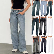 Load image into Gallery viewer, Jeans Women Denim Wide Leg Loose Casual Pockets High Waist Straight