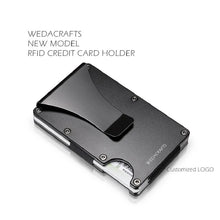 Load image into Gallery viewer, New Minimalist Slim Aluminum Wallet With Elasticity Back Pouch ID Credit Card Holder Mini RFID Wallet Antitheft Brush Card Case