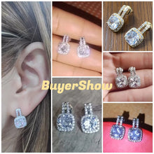 Load image into Gallery viewer, Huitan Fashion Silver Color CZ Stud Earrings for Women Bling Bling AAA White Cubic Zirconia Statement Earrings Hot Sale Jewelry