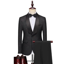 Cargar imagen en el visor de la galería, Plyesxale trajes con cuello chal para hombre, trajes de boda ajustados para hombre, negro, azul, Borgoña, rosa, Floral, Jacquard, esmoquin, chaqueta, pantalones Q1538