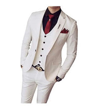Load image into Gallery viewer, Men's Suit Peaked Lapel 3 Pieces 1 Button Groom Tuxedos Wedding Suit For Men Set Custom Made(Jacket+Pants+Vest)