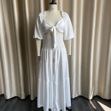 Load image into Gallery viewer, Casual Pants Set Summer Women's Solid Elegant Chest Wrap Lace Up Short Shirt High Waisted Wide Leg Pants Large Size Two Piece