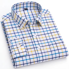 Load image into Gallery viewer, Men's Plaid Regular Checkered Casual Shirts Long-Sleeve Pocket Oxford Cotton