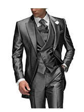 Load image into Gallery viewer, Men's Suit Peaked Lapel 3 Pieces 1 Button Groom Tuxedos Wedding Suit For Men Set Custom Made(Jacket+Pants+Vest)
