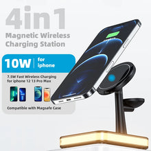Load image into Gallery viewer, 4 in 1 Wireless Station Fast Charger LED Night Light for iPhone 12 13 Airpods 3 2 Pro iWatch Compatible with Magsafe Case