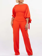 Load image into Gallery viewer, Two Piece for Women Elegant Blouse Shirt Tops and High Waist Pants Trousers Bow Classy Female Pant