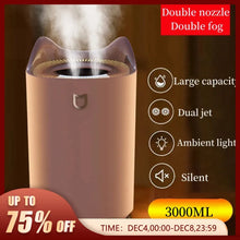 Load image into Gallery viewer, 3000Ml Dual Jet Air Humidifier Large Capacity Atomizer Ultrasonic Aroma Diffuser Cool Mist Maker Air Humificador Purifier