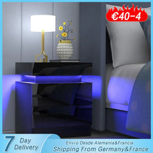 Cargar imagen en el visor de la galería, Mesitas de noche LED RGB, mesa con 2 cajones, organizador de almacenamiento, mesita de noche, muebles, mesa de centro, mesa auxiliar, muebles para sala de estar HWC