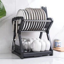 Load image into Gallery viewer, Dish Drying Rack Kitchen Storage Double Layer Shelf Knife Fork Container Holder Cutting Board Stand