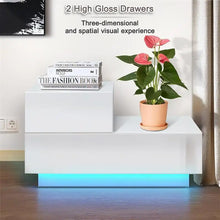 Load image into Gallery viewer, Wfs Nightstand, Bed Table,End Tables,Home Furniture,with LED Light,Modern,2 Drawers (white-16.1inchheight)