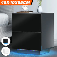 Load image into Gallery viewer, 7 Type Modern Luxury LED Light Nightstand w/2 Drawers Organizer Storage Cabinet Bedside Tea Table Bedroom Furniture for Night

