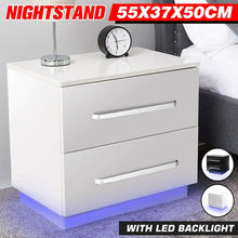 Load image into Gallery viewer, 7 Type Modern Luxury LED Light Nightstand w/2 Drawers Organizer Storage Cabinet Bedside Tea Table Bedroom Furniture for Night
