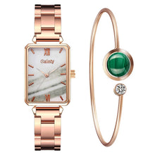 Load image into Gallery viewer, 2pcs Set Luxury Women Watches Magnetic Green Stone Female Clock Quartz Wristwatch Fashion Simple Square Watch Relogio Feminino
