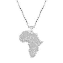 Cargar imagen en el visor de la galería, Collar africano con mapa de África creativo, joyería de acero inoxidable para hombres, collar con colgante de país antiguo dorado, regalo de cumpleaños
