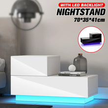 Load image into Gallery viewer, 7 Type Modern Luxury LED Light Nightstand w/2 Drawers Organizer Storage Cabinet Bedside Tea Table Bedroom Furniture for Night
