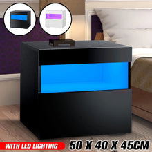 Load image into Gallery viewer, 7 Type Modern Luxury LED Light Nightstand w/2 Drawers Organizer Storage Cabinet Bedside Tea Table Bedroom Furniture for Night
