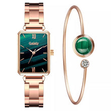 Load image into Gallery viewer, 2pcs Set Luxury Women Watches Magnetic Green Stone Female Clock Quartz Wristwatch Fashion Simple Square Watch Relogio Feminino
