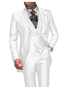 Men's Suit Peaked Lapel 3 Pieces 1 Button Groom Tuxedos Wedding Suit For Men Set Custom Made(Jacket+Pants+Vest)