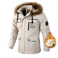 Charger l&#39;image dans la galerie, Hommes hiver chaud polaire épais coupe-vent veste manteau Parkas hommes mode col de fourrure détachable à capuche imperméable veste hommes
