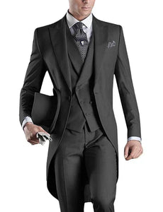 Men's Suit Peaked Lapel 3 Pieces 1 Button Groom Tuxedos Wedding Suit For Men Set Custom Made(Jacket+Pants+Vest)