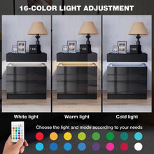 Load image into Gallery viewer, RGB LED Nightstands 2 Drawers Table Storage Organizer Bedside Cabinet Furniture Coffee Table End Table Living Room Furniture HWC
