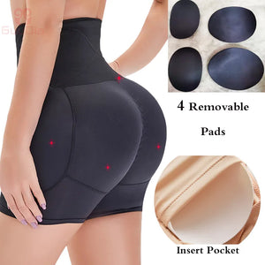 GUUDIA Bragas Acolchadas 4 Almohadillas Faja Acolchada de Trasero de Cadera con Control de Barriga Ropa Interior Levantador de Glúteos Fajas Pantalones Cortos Moldeadores de Cuerpo 