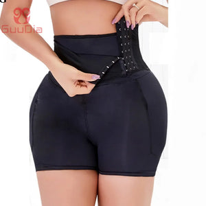 GUUDIA Bragas Acolchadas 4 Almohadillas Faja Acolchada de Trasero de Cadera con Control de Barriga Ropa Interior Levantador de Glúteos Fajas Pantalones Cortos Moldeadores de Cuerpo 