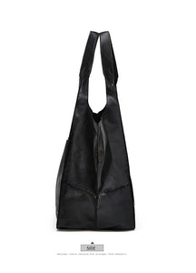 New style spliced plain leather soft leather casual large capacity shoulder handheld tote bag