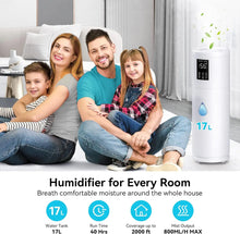 Cargar imagen en el visor de la galería, Honovos 17L/4.5Gal Humidificador ultrasónico de niebla fría grande con tubo de extensión para habitación grande Humidificador para toda la casa 2000 pies cuadrados
