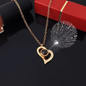 Collier de Projection de cœur d'amour, pendentif je t'aime en 100 langues, avec boîte-cadeau Rose pour petite amie, bijoux de luxe à la mode