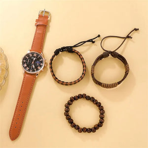 Fashion Mens Sports Watch Man Business Quartz Wristwatch Luxury Brown Leather Bracelet Men Casual Luminous Clock Watch