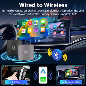 Android Auto AI Box inalámbrico Android Auto adaptador Carplay Dongle Bluetooth WIFI Plug And Play para VW Audi Toyota Honda 