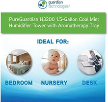 Cargar imagen en el visor de la galería, Humidificador ultrasónico de niebla fría Guardian H3200BAR, 100 horas. Tiempo de ejecución, 1,5 galones. Tanque, 440 pies cuadrados. Pie. Cobertura, Habitaciones Medianas, Silencio, 
