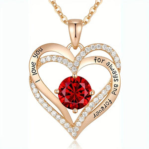 Luxury Red Zircon Pendant Necklaces With Rose Flower Gift Box For Girlfriend, Women I Love You Gifts Trendy Wedding Jewelry