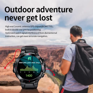 Reloj inteligente LIGE GPS para hombres, relojes deportivos para exteriores, reloj inteligente resistente al agua, nuevo Fitness, Monitor de ritmo cardíaco y oxígeno en sangre las 24 horas