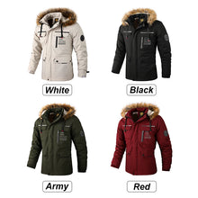 Charger l&#39;image dans la galerie, Hommes hiver chaud polaire épais coupe-vent veste manteau Parkas hommes mode col de fourrure détachable à capuche imperméable veste hommes
