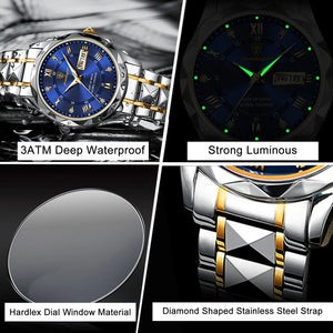 POEDAGAR Top Brand Luxury Man Wristwatch Waterproof Luminous Date Week Men Watches Stainless Steel Quartz