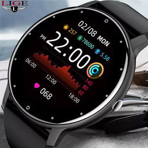 LIGE New Smart Watch Men and Women Full Touch Screen Sport Fitness Watch IP67 Waterproof Bluetooth For Android ios smartwatch Men+box