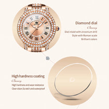 Charger l&#39;image dans la galerie, OLEVS Original diamant montre pour femmes mode élégant en acier inoxydable étanche Quartz montre-bracelet de luxe dames robe montres 
