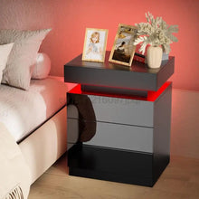 Load image into Gallery viewer, RGB LED Nightstands 2 Drawers Table Storage Organizer Bedside Cabinet Furniture Coffee Table End Table Living Room Furniture HWC
