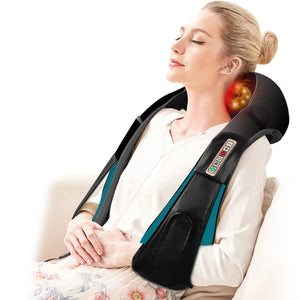 3D kneading Shiatsu Cervical Back Neck Massager Shawl Electric Roller Heat Device Manual China Home Car Shoulder Massage Machine