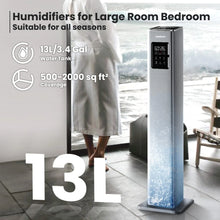 Cargar imagen en el visor de la galería, Para Habitación Grande Dormitorio-YOKEKON 3.4Gal/13L Humidificadores de Piso para Habitación Grande para el Hogar, Humidificador Ultrasónico de Niebla Fría, Aceite Esencial 
