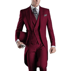 Men's Suit Peaked Lapel 3 Pieces 1 Button Groom Tuxedos Wedding Suit For Men Set Custom Made(Jacket+Pants+Vest)