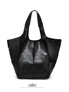 New style spliced plain leather soft leather casual large capacity shoulder handheld tote bag